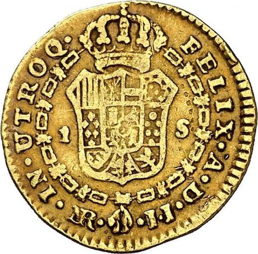 Reverso 1 escudo 1791 NR JJ - valor de la moneda de oro - Colombia, Carlos IV