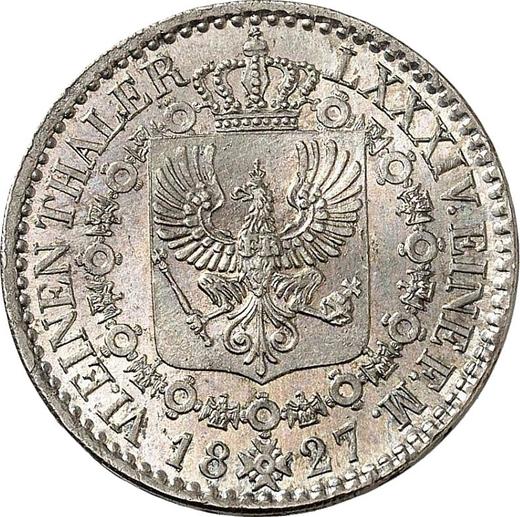 Reverso 1/6 tálero 1827 D - valor de la moneda de plata - Prusia, Federico Guillermo III