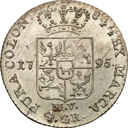Reverso Złotówka (4 groszy) 1795 MV "Insurrección de Kościuszko" Inscripción "84 1/2" - valor de la moneda de plata - Polonia, Estanislao II Poniatowski