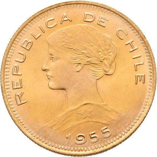 Аверс монеты - 100 песо 1955 года So - цена золотой монеты - Чили, Республика