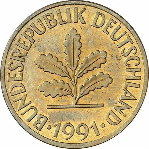 Rewers monety - 10 fenigów 1991 G - cena  monety - Niemcy, RFN