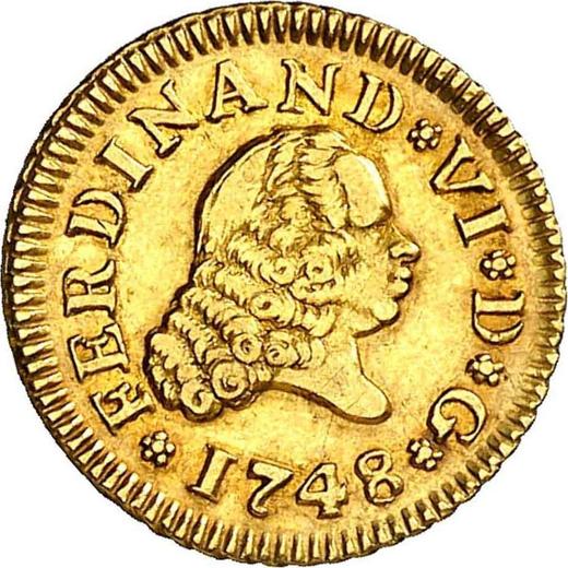 Awers monety - 1/2 escudo 1748 M JB - cena złotej monety - Hiszpania, Ferdynand VI