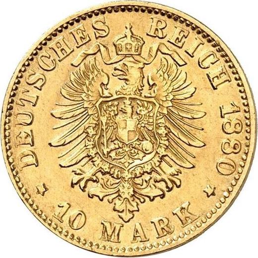 Reverso 10 marcos 1880 H "Hessen" - valor de la moneda de oro - Alemania, Imperio alemán