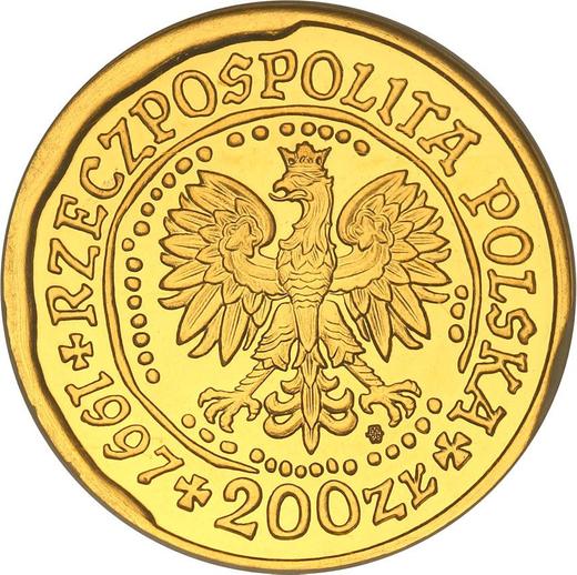 Anverso 200 eslotis 1997 MW NR "Pigargo europeo" - valor de la moneda de oro - Polonia, República moderna
