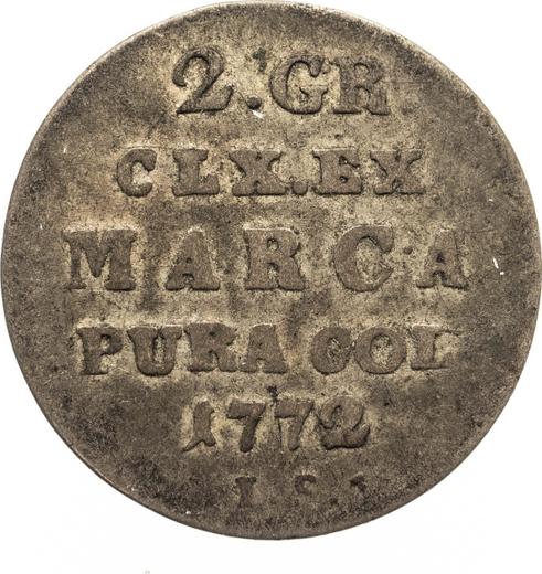 Rewers monety - Półzłotek (2 grosze) 1772 IS - cena srebrnej monety - Polska, Stanisław II August
