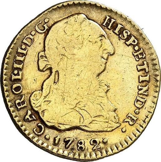 Awers monety - 1 escudo 1782 MI - cena złotej monety - Peru, Karol III