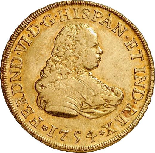Anverso 4 escudos 1754 Mo MF - valor de la moneda de oro - México, Fernando VI