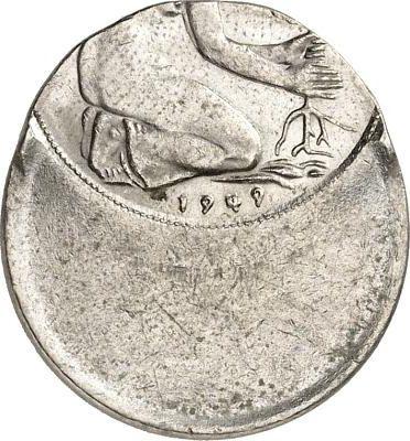 Reverso 50 Pfennige 1949-1950 "Bank deutscher Länder" Desplazamiento del sello - valor de la moneda  - Alemania, RFA