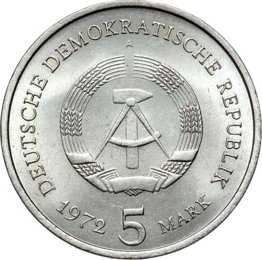 Reverso 5 marcos 1972 A "Meissen" - valor de la moneda  - Alemania, República Democrática Alemana (RDA)