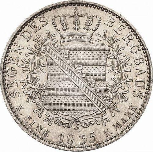 Реверс монеты - Талер 1835 года G "Горный" - цена серебряной монеты - Саксония-Альбертина, Антон