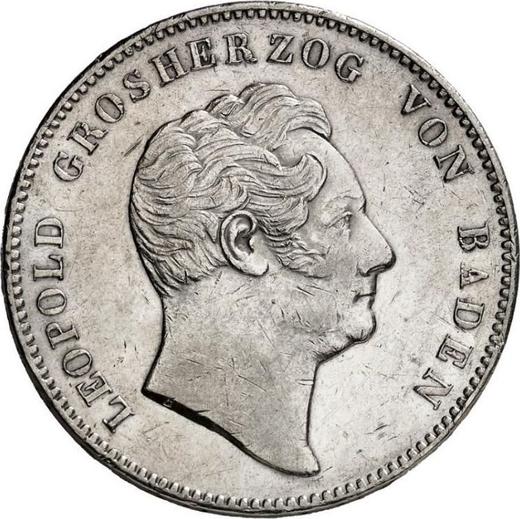Аверс монеты - 2 талера 1847 года - цена серебряной монеты - Баден, Леопольд