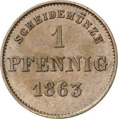 Реверс монеты - 1 пфенниг 1863 года - цена  монеты - Саксен-Мейнинген, Бернгард II