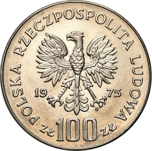 Аверс монеты - Пробные 100 злотых 1975 года MW SW "Игнаций Ян Падеревский" Никель - цена  монеты - Польша, Народная Республика