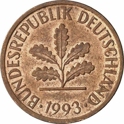 Реверс монеты - 2 пфеннига 1993 года A - цена  монеты - Германия, ФРГ
