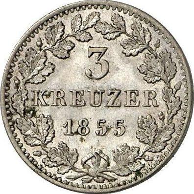 Реверс монеты - 3 крейцера 1855 года - цена серебряной монеты - Бавария, Максимилиан II