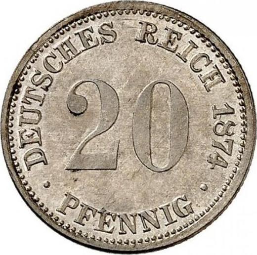 Аверс монеты - 20 пфеннигов 1874 года A "Тип 1873-1877" - цена серебряной монеты - Германия, Германская Империя