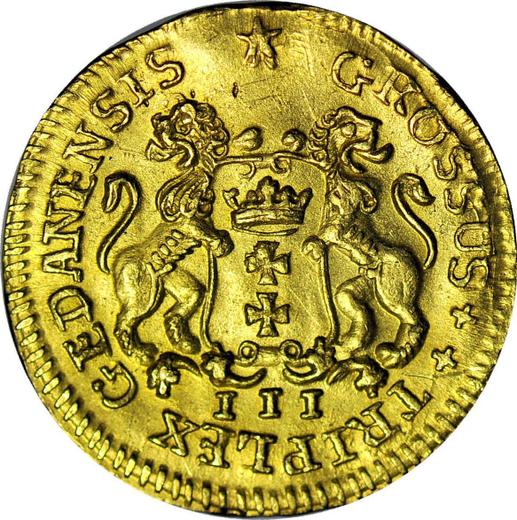 Реверс монеты - Трояк (3 гроша) 1755 года "Гданьский" Золото - цена золотой монеты - Польша, Август III