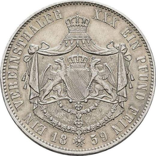 Reverso Tálero 1859 - valor de la moneda de plata - Baden, Federico I