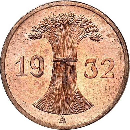 Реверс монеты - 1 рейхспфенниг 1932 года A - цена  монеты - Германия, Bеймарская республика