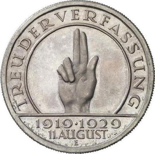Reverse 5 Reichsmark 1929 E "Constitution" - Silver Coin Value - Germany, Weimar Republic