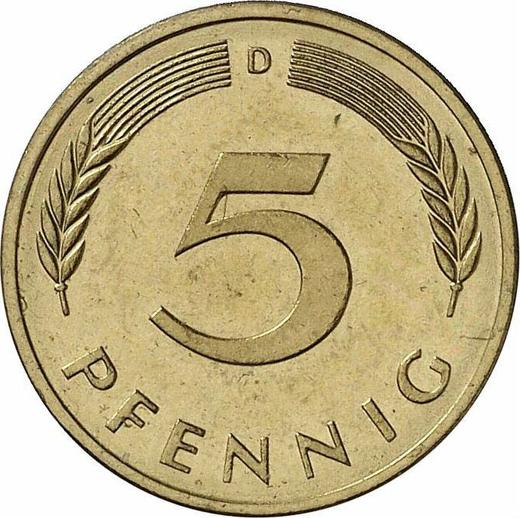 Аверс монеты - 5 пфеннигов 1987 года D - цена  монеты - Германия, ФРГ