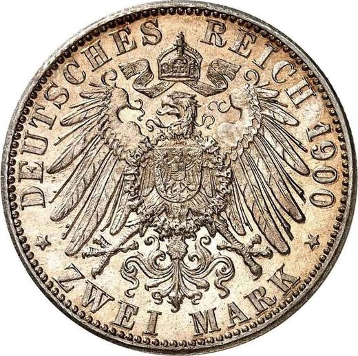Reverso 2 marcos 1900 G "Baden" - valor de la moneda de plata - Alemania, Imperio alemán