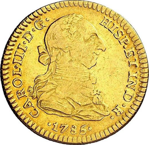 Аверс монеты - 2 эскудо 1785 года Mo FM - цена золотой монеты - Мексика, Карл III