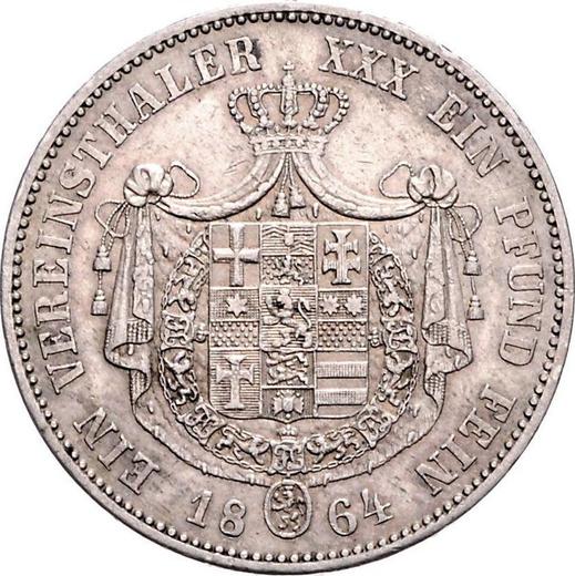 Rewers monety - Talar 1864 - cena srebrnej monety - Hesja-Kassel, Fryderyk Wilhelm I