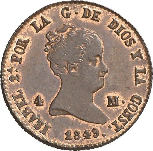 Anverso 4 maravedíes 1849 - valor de la moneda  - España, Isabel II