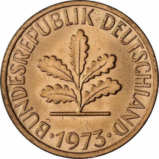Реверс монеты - 2 пфеннига 1973 года D - цена  монеты - Германия, ФРГ