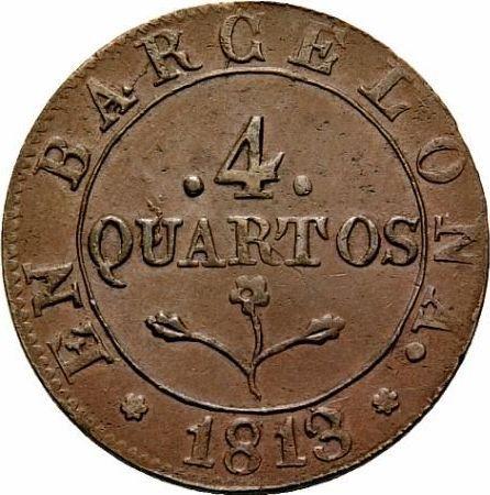 Реверс монеты - 4 куарто 1813 года - цена  монеты - Испания, Жозеф Бонапарт