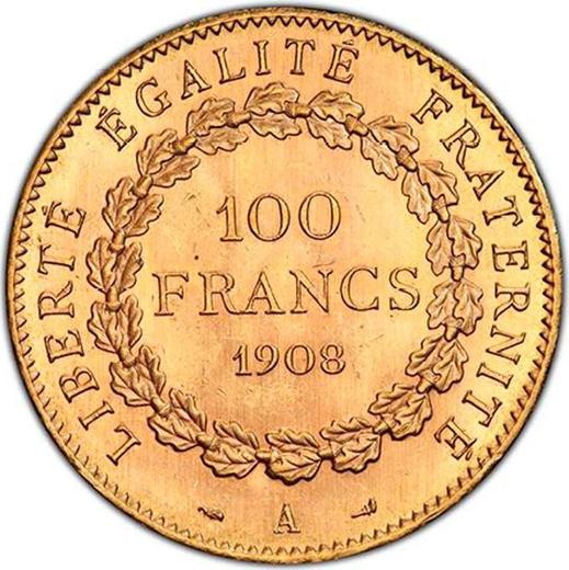 Reverse 100 Francs 1908 A "Type 1878-1914" Paris - France, Third Republic