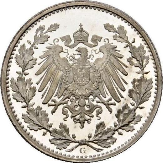 Reverso Medio marco 1915 G "Tipo 1905-1919" - valor de la moneda de plata - Alemania, Imperio alemán