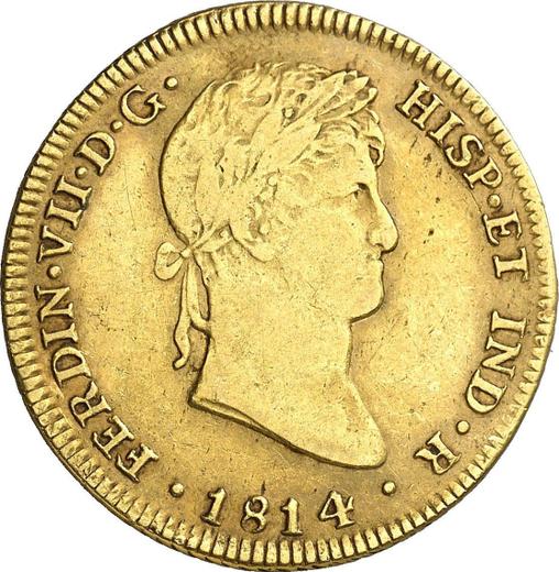 Awers monety - 4 escudo 1814 JP - cena złotej monety - Peru, Ferdynand VII