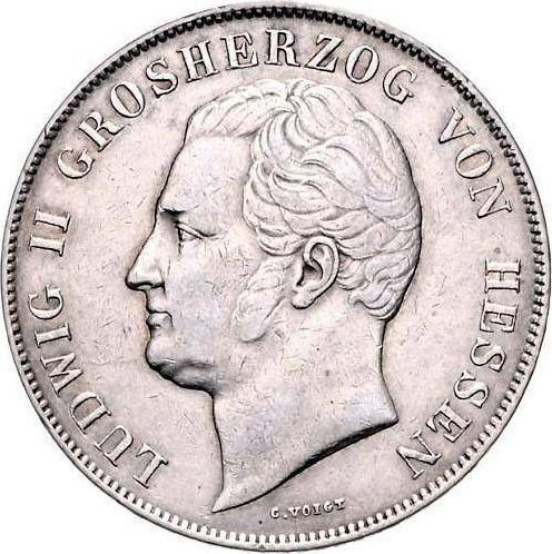 Аверс монеты - 2 гульдена 1845 года - цена серебряной монеты - Гессен-Дармштадт, Людвиг II