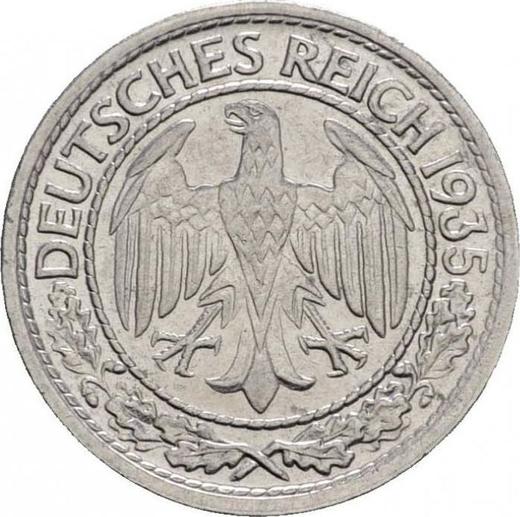 Аверс монеты - 50 рейхспфеннигов 1935 года G - цена  монеты - Германия, Bеймарская республика