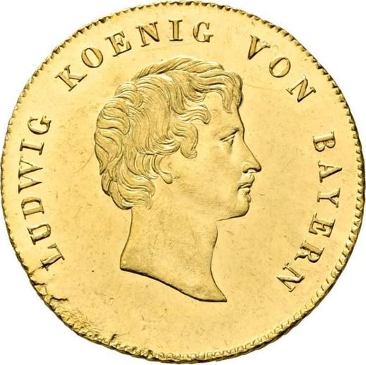 Awers monety - Dukat 1828 - cena złotej monety - Bawaria, Ludwik I