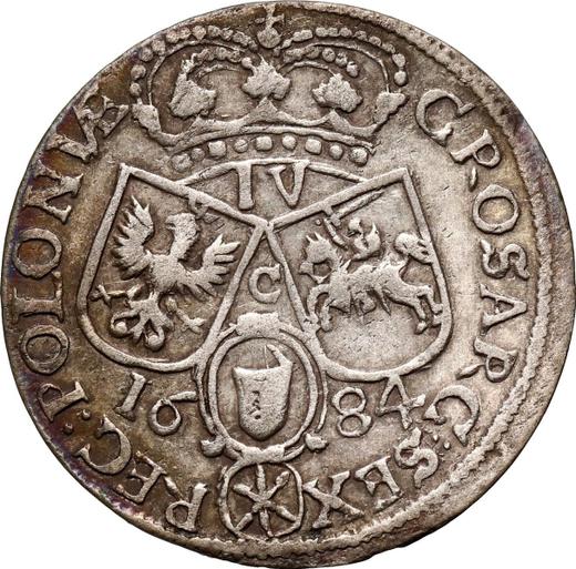 Реверс монеты - Шестак (6 грошей) 1684 года C "Портрет в короне" - цена серебряной монеты - Польша, Ян III Собеский
