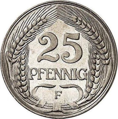 Аверс монеты - 25 пфеннигов 1909 года F "Тип 1909-1912" - цена  монеты - Германия, Германская Империя