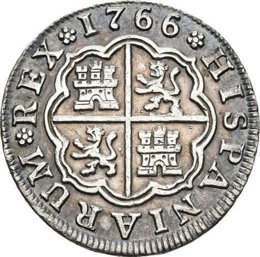 Реверс монеты - 1 реал 1766 года M PJ - цена серебряной монеты - Испания, Карл III