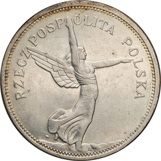Reverso 5 eslotis 1931 "Nike" - valor de la moneda de plata - Polonia, Segunda República