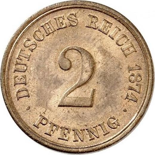 Аверс монеты - 2 пфеннига 1874 года G "Тип 1873-1877" - цена  монеты - Германия, Германская Империя