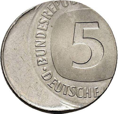 Аверс монеты - 5 марок 1975-2001 года Смещение штемпеля - цена  монеты - Германия, ФРГ