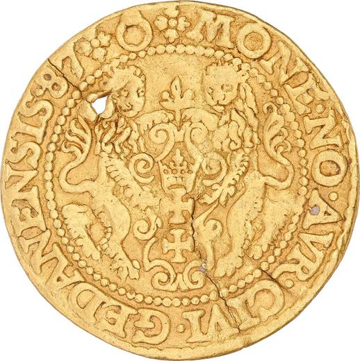 Реверс монеты - Дукат 1587 года "Гданьск" - цена золотой монеты - Польша, Стефан Баторий