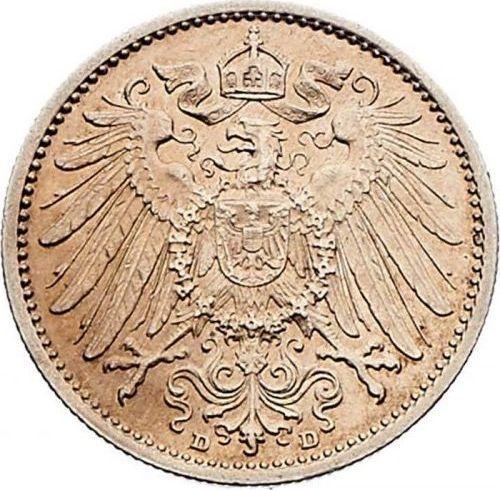Reverso 1 marco 1909 D "Tipo 1891-1916" - valor de la moneda de plata - Alemania, Imperio alemán