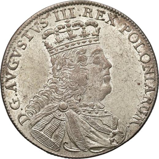 Anverso Tymf (18 groszy) 1753 "de corona" - valor de la moneda de plata - Polonia, Augusto III