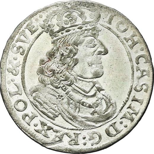 Аверс монеты - Шестак (6 грошей) 1660 года TT "Портрет с обводкой" - цена серебряной монеты - Польша, Ян II Казимир