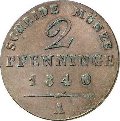 Реверс монеты - 2 пфеннига 1840 года A - цена  монеты - Пруссия, Фридрих Вильгельм III
