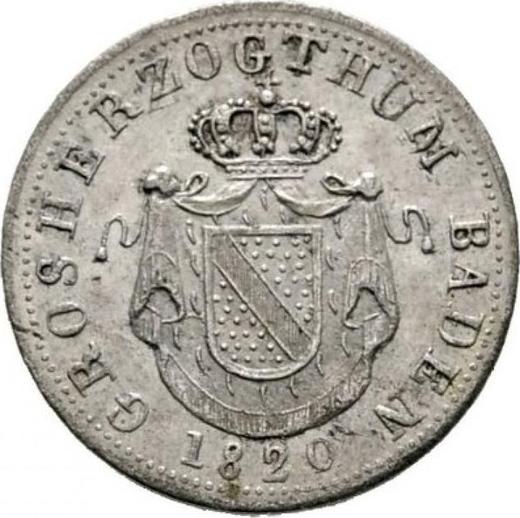 Awers monety - 3 krajcary 1820 "Typ 1819-1820" - cena srebrnej monety - Badenia, Ludwik I