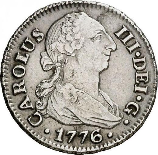 Аверс монеты - 2 реала 1776 года S CF - цена серебряной монеты - Испания, Карл III